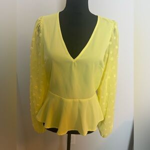 Elegant Yellow Peplum Blouse
